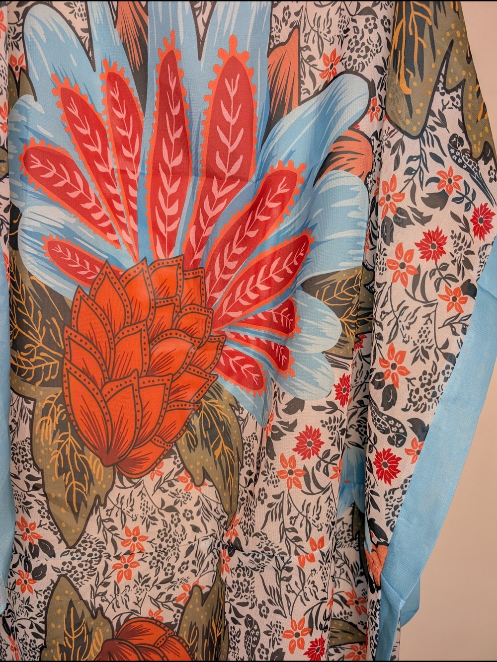 70s Retro Style Floral Wrap Sarong Skirt XL Bold Beach Wear Folk Art Apron - Picture 10 of 12
